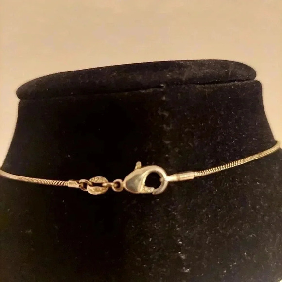 925 Silver chain with Lampwork Glass Bead Necklace in Shades of orange and green - Picture 6 of 6